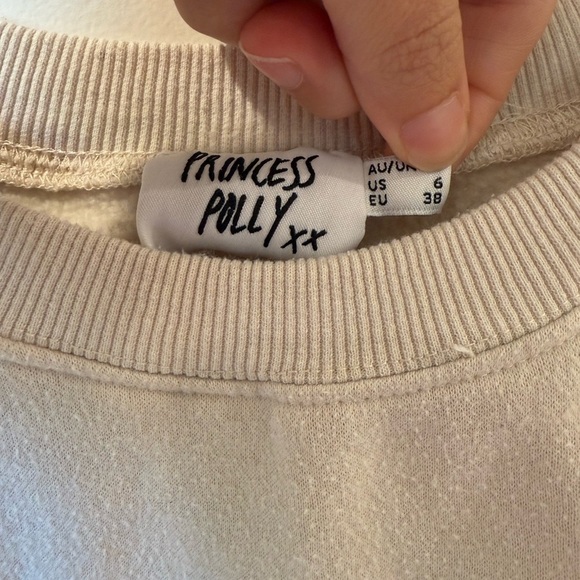 Princess Polly Cream Sweatshirt with Green Embroidery - Picture 3 of 9